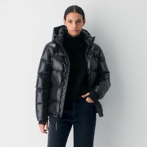 Aritzia TNA The Super Puff Puffer Jacket Hi Gloss Shiny Quilted Black 3XS